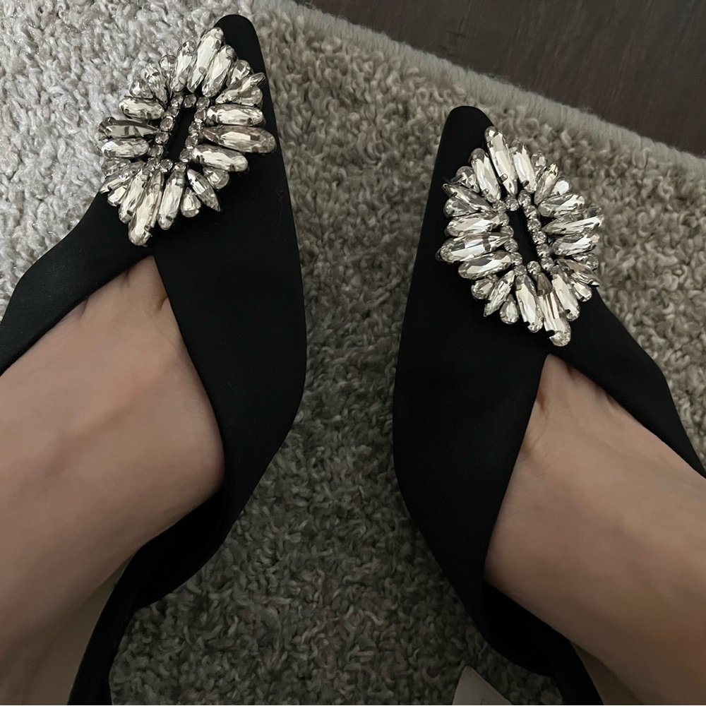 NWT Zara black embellished heels - Picture 5 of 8